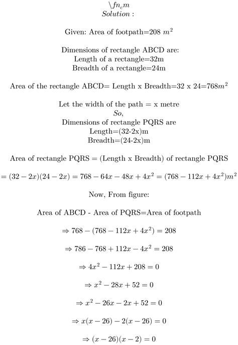 A footpath of uniform width runs round the inside of a rectangular ...