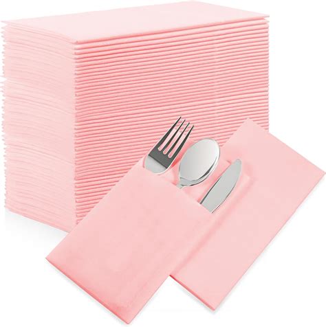 Amazon.com: 50 Pack Disposable Dinner Napkins with Flatware Pocket ...