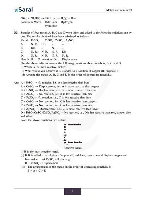 NCERT Solutions for Class 10 Science Chapter 3 - Metals and Non Metals ...