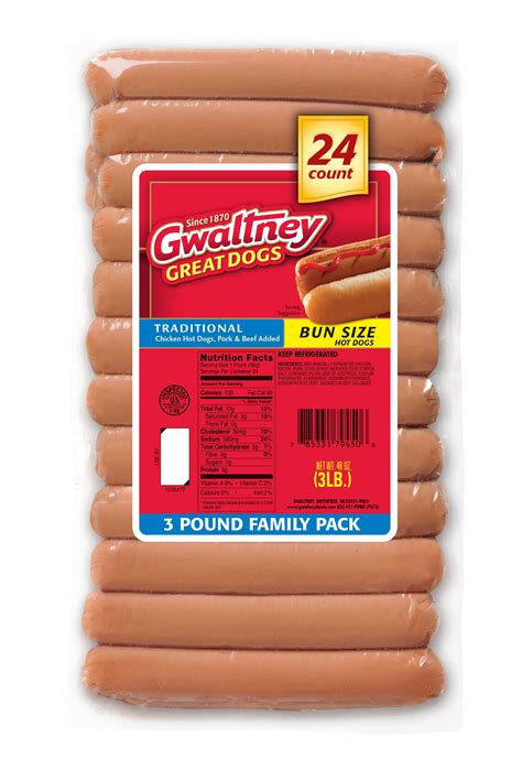 Traditional Meat Hot Dogs 48oz. | Gwaltney Foods
