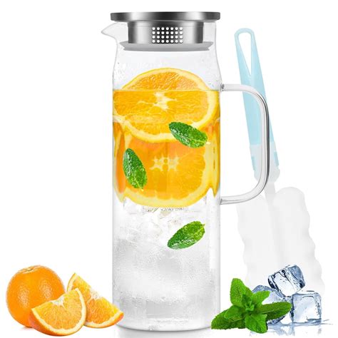 Sarapandan 1 liter glass carafe, water carafe, with lid, transparent ...