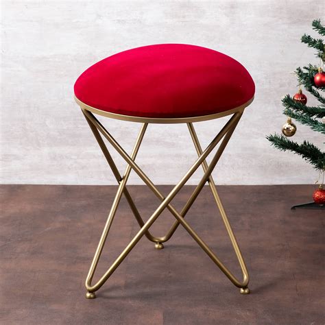 Metallic Stools: Maroon Velvet Cross Leg Ottoman – Studio GKW