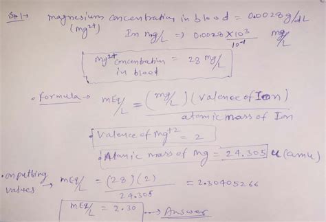 [Solved] Express the concentration of milliequivalents per liter to two ...