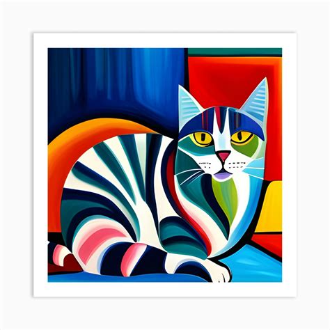 Abstract Cat Painting Art Print by QUIET-WOLF - Fy