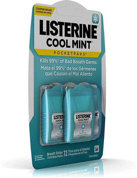 Listerine Pocketpaks Breath Strips, Cool Mint, 72 Count
