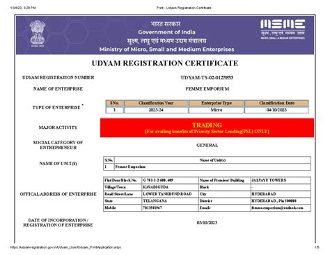Udyam Certificate - afafv - UDYAM REGISTRATION CERTIFICATE UDYAM ...