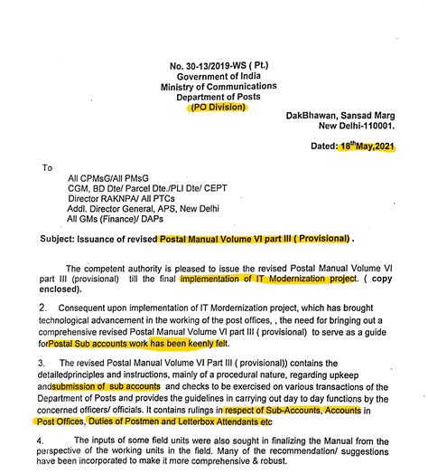 Revised Postal Manual Volume 6 part 3 | Issuance of Revised Postal ...