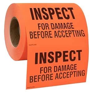 Kenco 3" X 5" Inspect for Damage Before Accepting Shipping Label ...