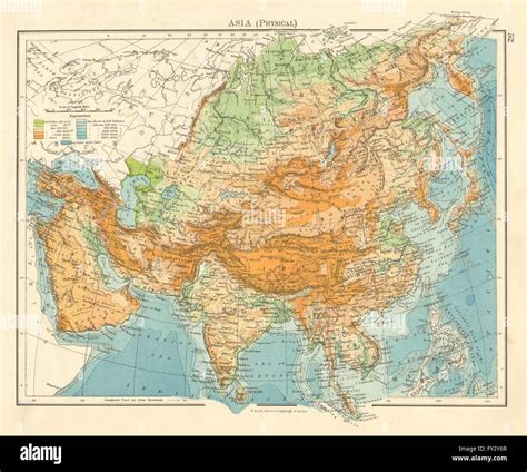 Physical Map Of Asia With Rivers And Mountains