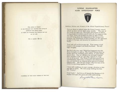 Lot Detail - Dwight D. Eisenhower Signed D-Day Speech From the Limited Edition of ''Crusade in ...