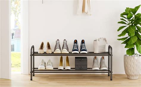kiosk HR 2-Tier Shoe Rack, 100% Metal Shoe Storage Organizer, Stackable ...