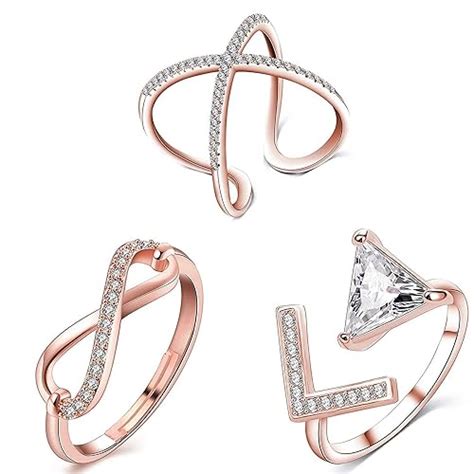 Om Jewells Cz Jewellery Combo Of 3 Exquisite Rose Gold Adjustable ...