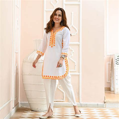Cotton Kurta and Dhoti Pant Set with Aari Work – Tulip Style – Sukriti ...