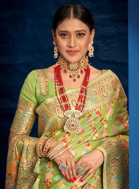 Mehendi Special Kashmiri Weaving Sari | Marriage Bridal Sagaai Saree