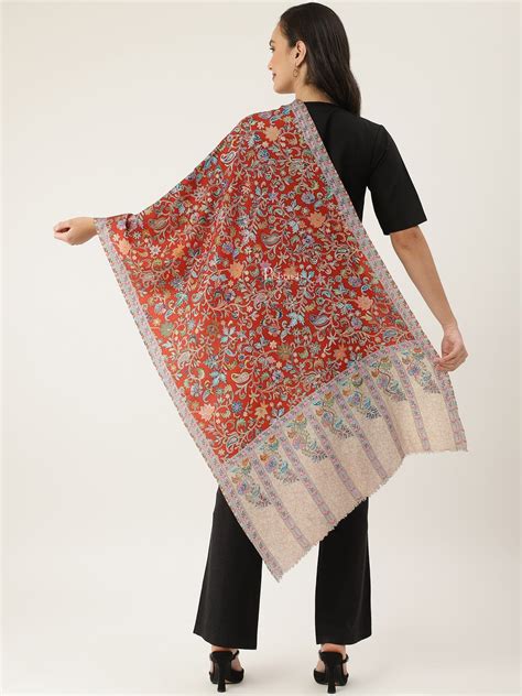 Pashtush women Fine Wool stole, Kalamkari design, Multicolour ...