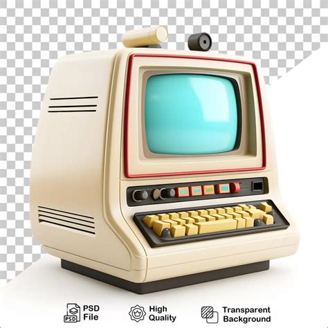 Premium PSD | 3d old vintage computer on transparent background