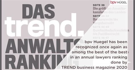 bpv Hügel | bpv Hügel im alljährlichen Trend Anwaltsranking 2020 wieder ...
