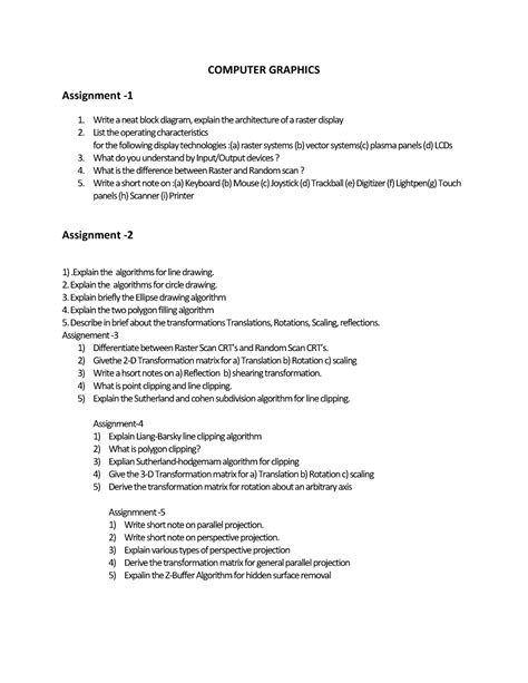 IDOL-CG- Assign - COMPUTER GRAPHICS Assignment 1. Write a neat block ...