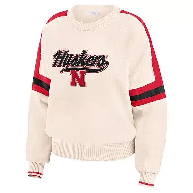 Women's WEAR by Erin Andrews Cream Nebraska Huskers Chenille Woven ...