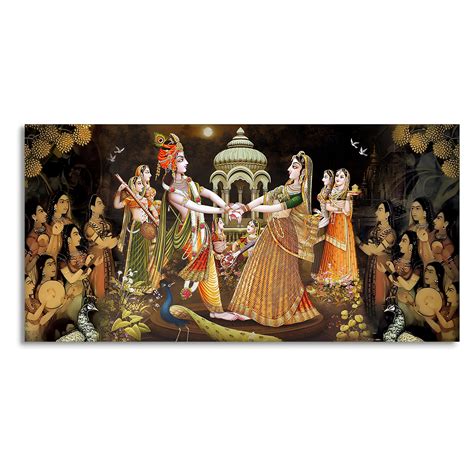 Radhe Krishna and Gopiya Rasleela Canvas Wall Painting – Inkyprinty.in