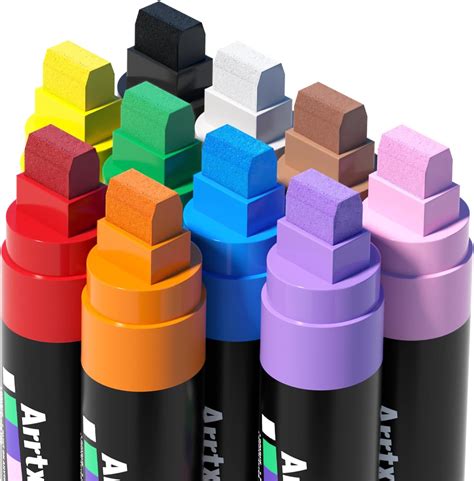 Arrtx Acrylic Jumbo Markers 15mm Jumbo Felt Tip, 10 Acrylic Paint Pens ...