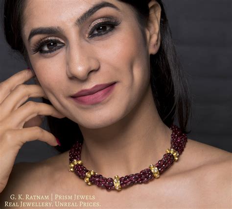18k Gold and Diamond Polki ring Necklace with Mozambique Garnets – G. K ...