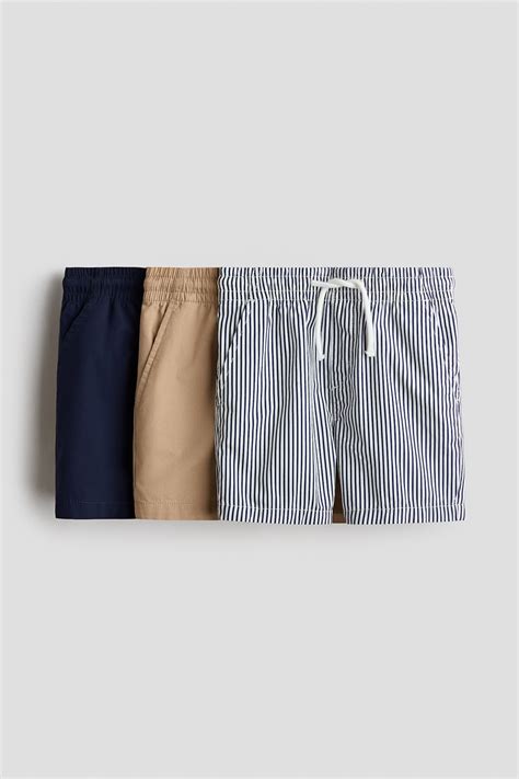 Beige/Striped 3-pack cotton shorts for kids | H&M IN