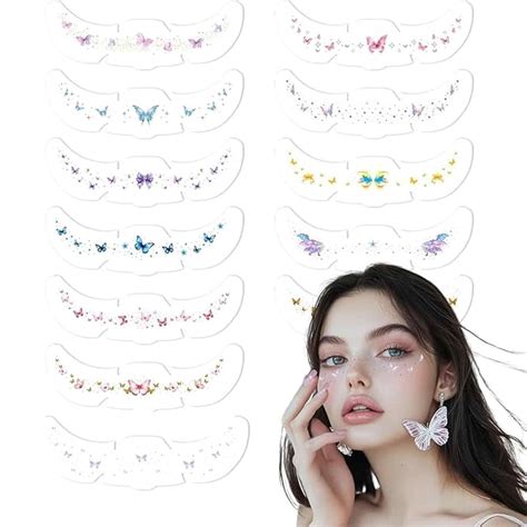 12 Pieces Face Glitter Butterfly Freckle Tattoo Stickers for Women ...