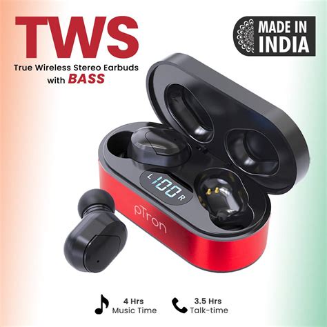 pTron Bassbuds Plus In-Ear True Wireless Stereo Headphones (TWS) with ...