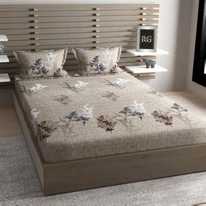 TINDLER KNOTS 300 TC Cotton King Printed Fitted (Elastic) Bedsheet ...