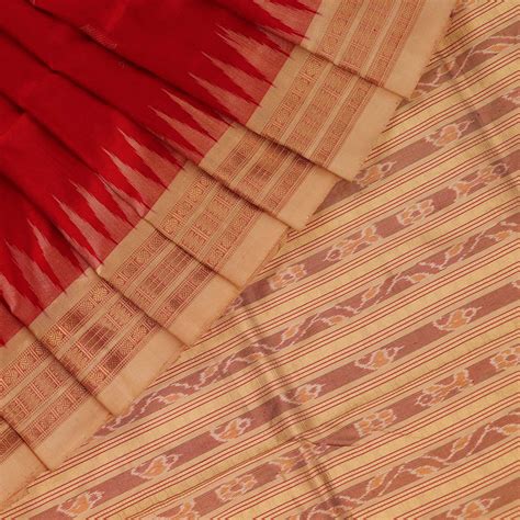 Red Ikkat Sambalpuri Silk Saree | P210805006 – Priyadarshini Handloom