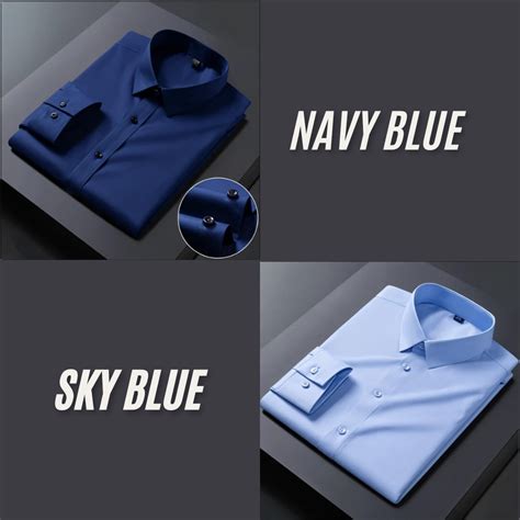 Pack of 2 Premium Cotton Solid Shirt for Man (Navy Blue, Sky Blue ...