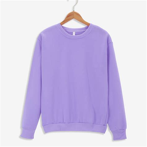 Purple Women's Casual Sweatshirt Solid Color Round Neck Oversized ...