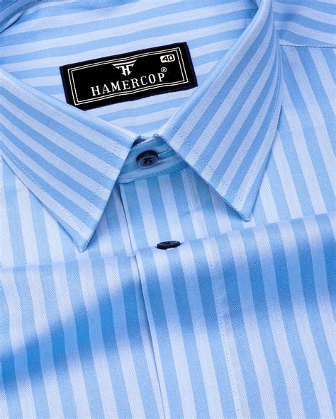 Titanic Blue Twill Stripe Premium Cotton Shirt for Men – Hamercop