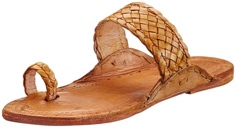 Buy Pulpypapaya Men's Checked Kolhapuri Thumb Slip On Brown Leather ...