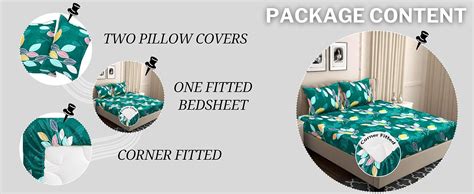 Buy VAS COLLECTIONS Premium Cotton Elastic Fitted Double Bedsheet Set ...