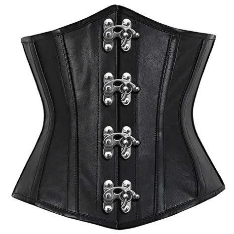 Underbust Leather Corset Women| Gothic Black Leather Corset