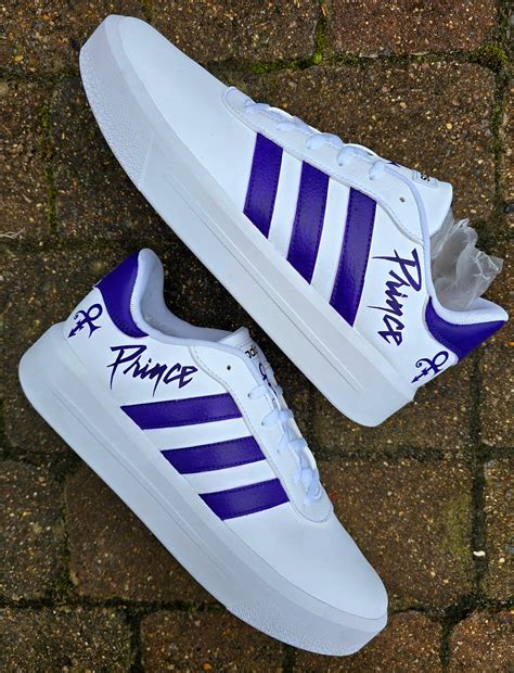 Prince Tribute Custom Painted Adidas Sneakers | Handcrafted Art by Gitartsy