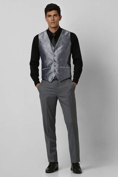 Buy Men Grey Textured Slim Fit Formal Three Piece Suit Online ...