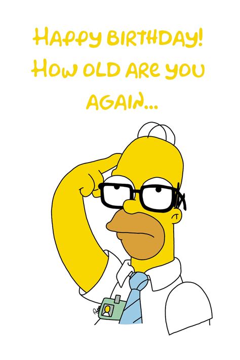 Homer Simpson Printable Greeting Card Simpsons Happy Birthday - Etsy