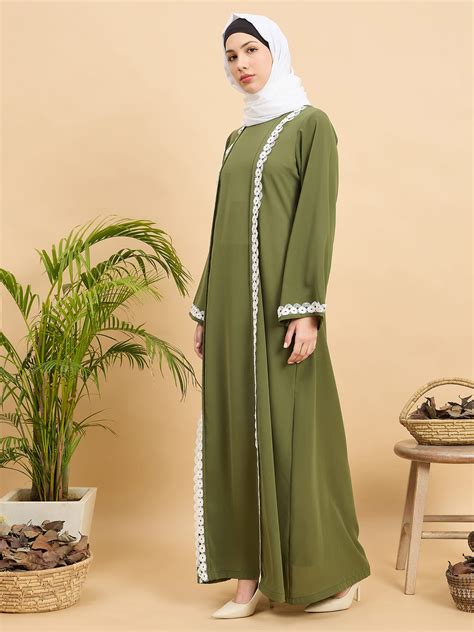 Modest Lace Abaya Burqa with White Georgette Hijab for Women – Nabia