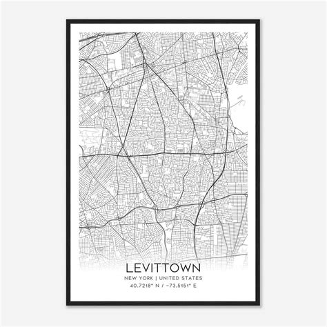 Levittown New York Map Poster, Modern Home Decor Wall Art Print ...