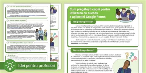 Cum pregătești copiii pentru aplicația Google Forms