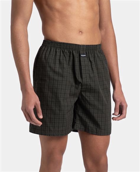 Buy Super Combed Mercerized Cotton Woven Checkered Boxer Shorts with ...