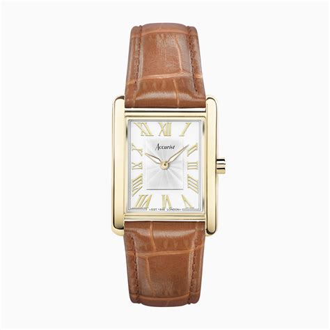 Accurist Ladies Dress Watch (71004) - Rectangle | Tan Leather Strap ...