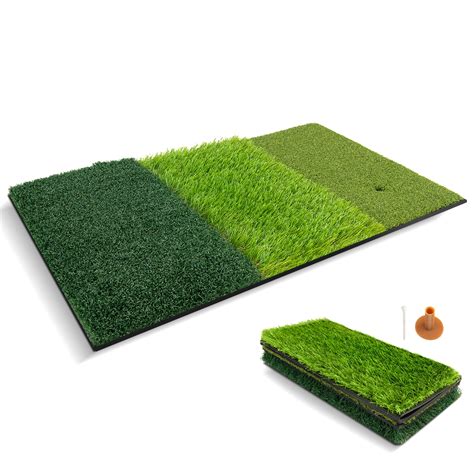 Costway 25'' x 16'' Tri-Turf 3-in-1 Golf Hitting Mat Realistic ...