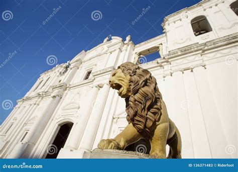 Great View of Catholic Church in Leon City, Nicaragua Stock Image ...