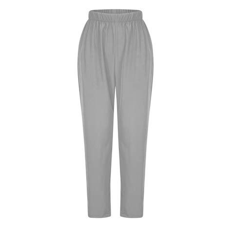 ALLLIST Plus Size Women Pants Elastic Waist Knit Pants Plain Gray Knit ...