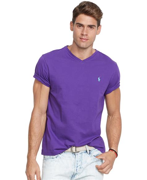 Polo Ralph Lauren Jersey V-neck T-shirt in Purple for Men | Lyst