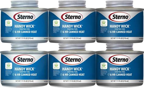 Sterno 6 Hour Handy Wick Canned Heat, Chafing Fuel Cans for Catering, 6 ...